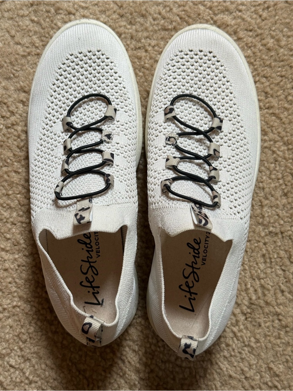Women’s Life Stride Off-White Knit Slip-On Athletic Sneakers